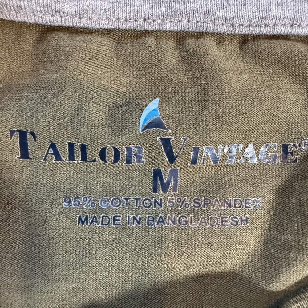 Tailor Vintage olive green men’s Henley T Shirt size medium - Picture 5 of 8